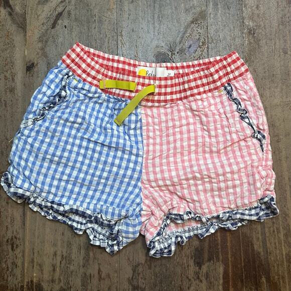 Mini Boden Frill Hem Shorts - Hotchpotch Gingham Sz 5 - Picture 2 of 6